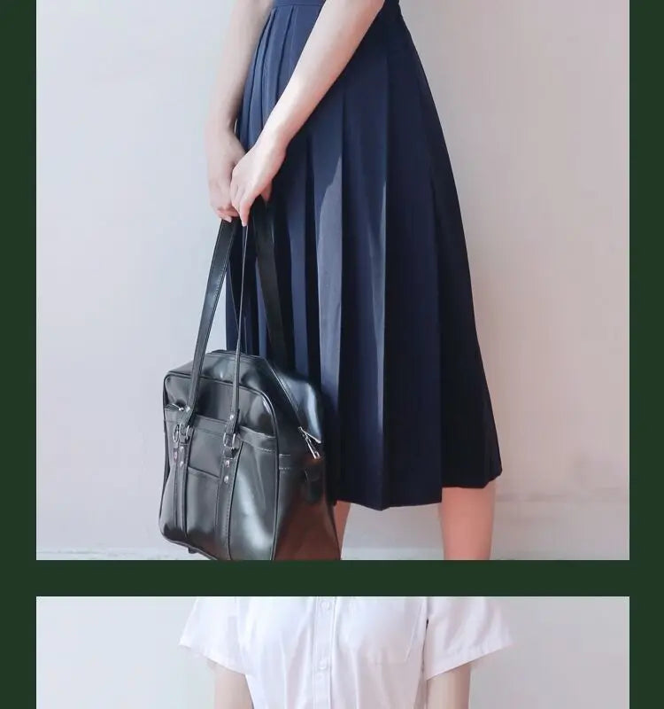 Bla Pleated Skirt Midi f-length Basic Sle College Sle Color Large Size ort Skirt ential Piece