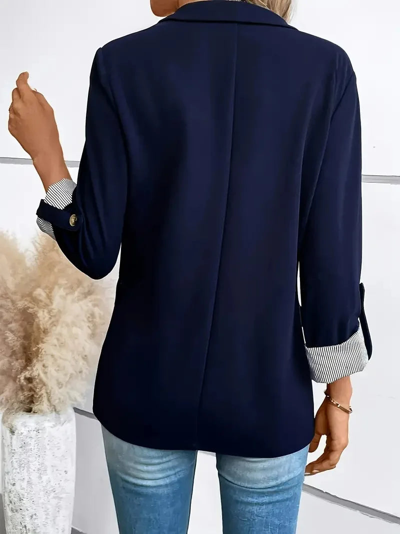 2025 new fashionable casual button up suit slim fit seven quarter rolled sleeve suit jacket for women