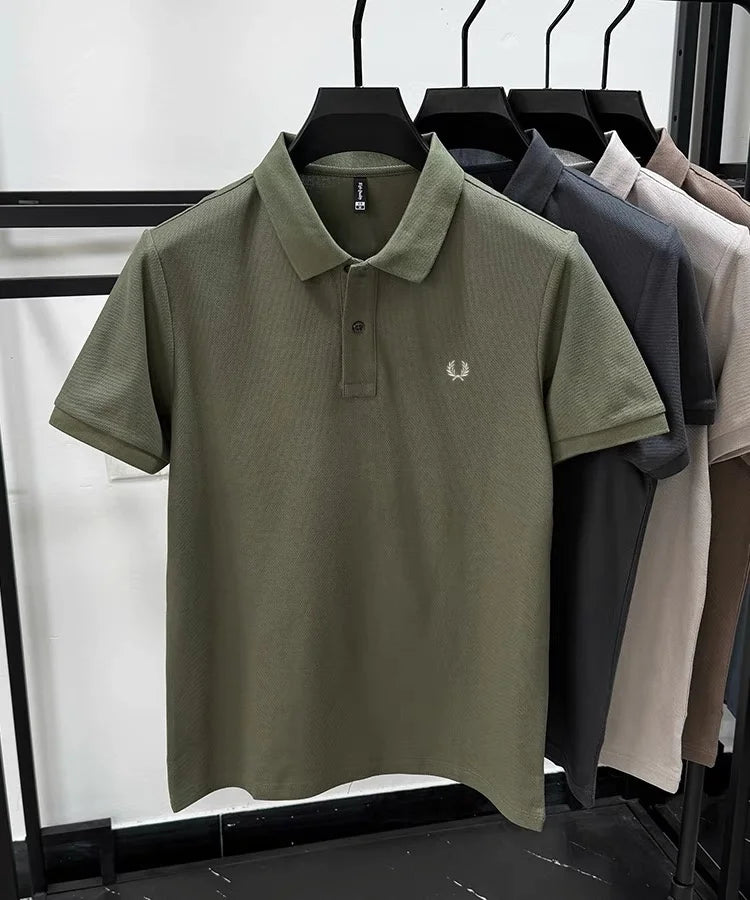 100% pure cotton summer new high-quality men's shortsleeved business casual comfortable polo shirt exquisite embroidery T-shirt