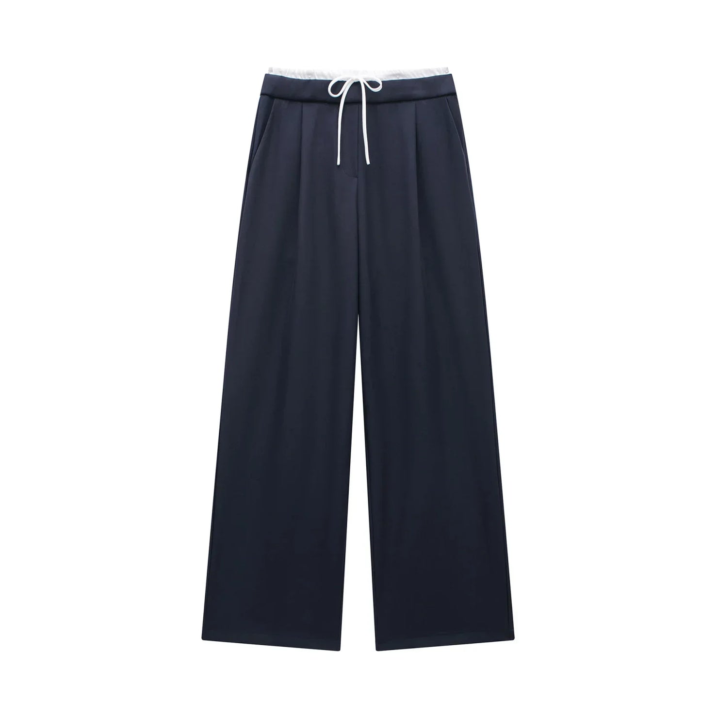 Made from soft, breathable fabric, it features a loose fit that elongates the silhouette, a high waist with drawstring adjustment, and a loose fit for maximum comfort. Ideal for casual looks, work, or leisure.
