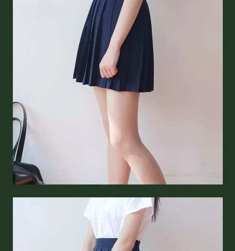 Bla Pleated Skirt Midi f-length Basic Sle College Sle Color Large Size ort Skirt ential Piece