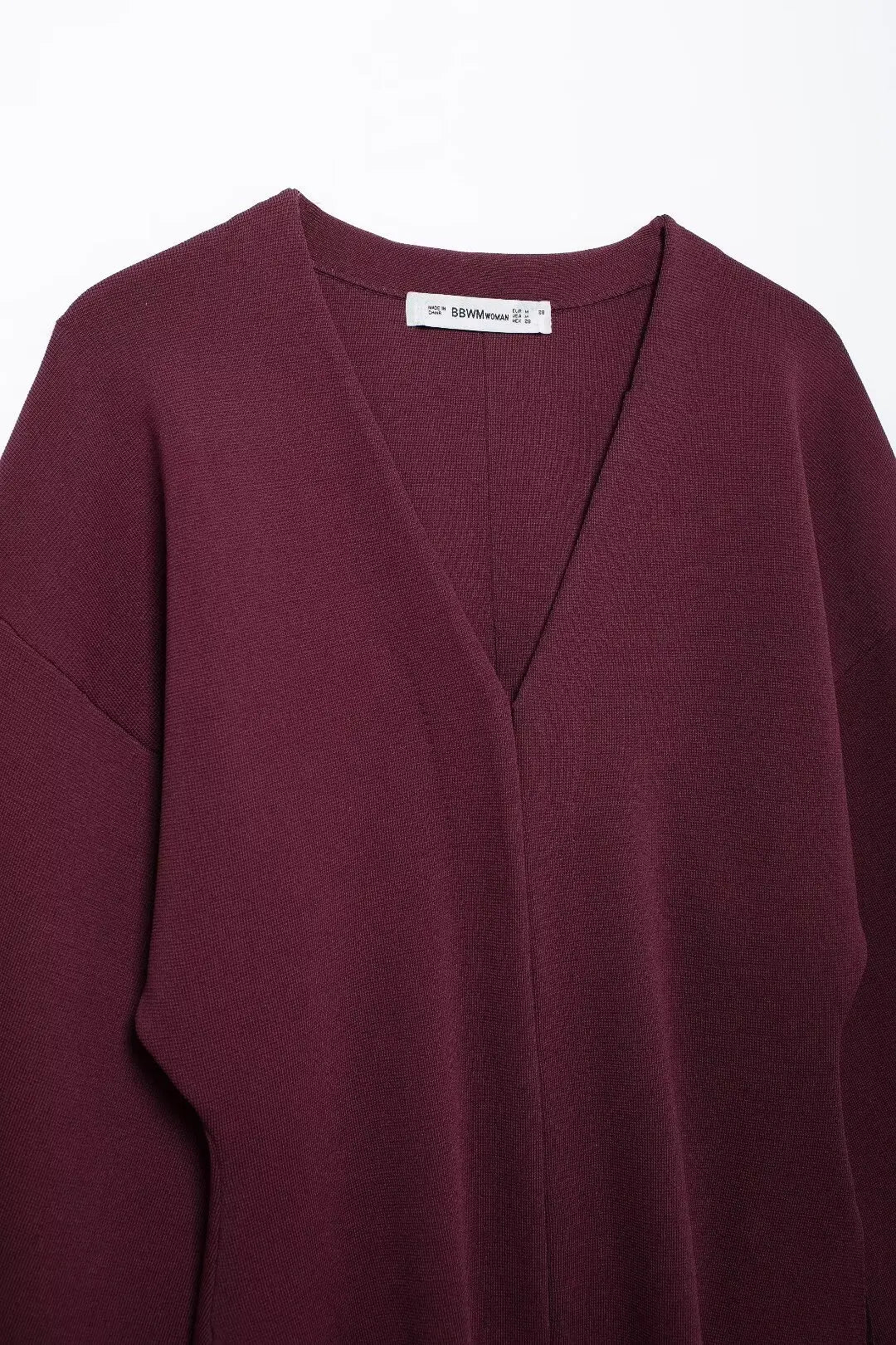 TRAFZA Women Elegant Knitted Coats Fashion Burgundy Red V-neck Slim Cardigan Autumn Office Lady Chic Solid Long Sleeve Outerwear