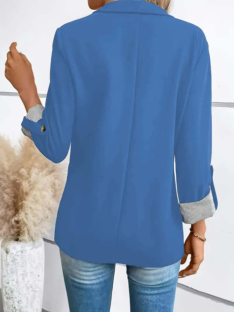 2025 new fashionable casual button up suit slim fit seven quarter rolled sleeve suit jacket for women