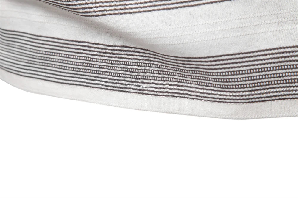 AIOPESON 2025 New Summer Striped V Neck Cotton Polo Shirts for Men Breathable Short Sleeve Casual Knit Shirts Comfort Fit