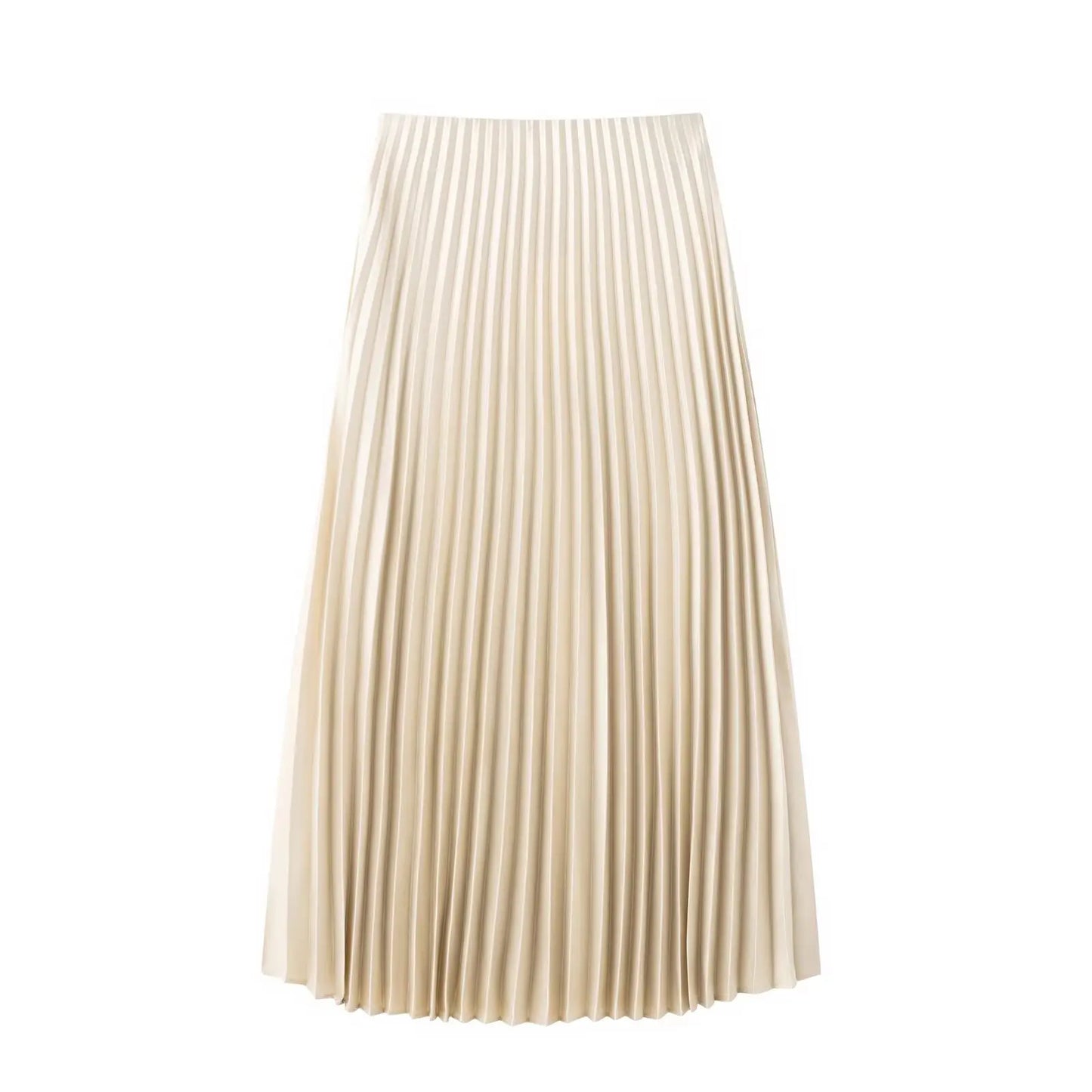 HXAO Women's Pleated Skirt Summer Brown Ruffle Skirt Cylinder Pleats Mid Waist Midi Skirt Fashion Elegant Women Long Skirt 2025