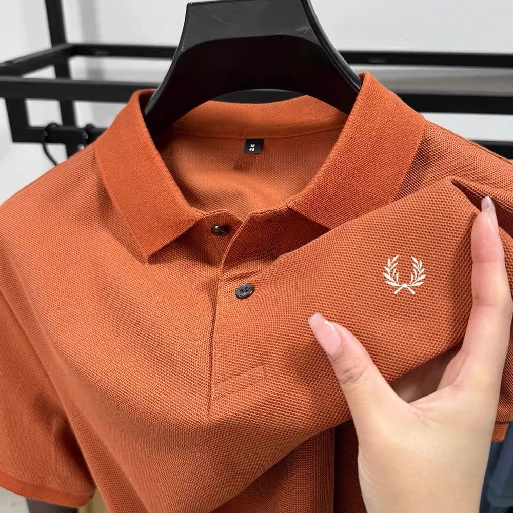 100% pure cotton summer new high-quality men's shortsleeved business casual comfortable polo shirt exquisite embroidery T-shirt