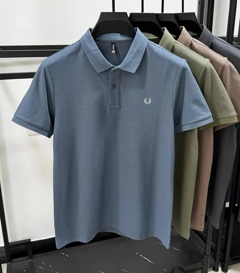 100% pure cotton summer new high-quality men's shortsleeved business casual comfortable polo shirt exquisite embroidery T-shirt