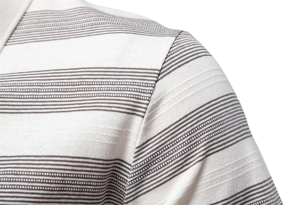 AIOPESON 2025 New Summer Striped V Neck Cotton Polo Shirts for Men Breathable Short Sleeve Casual Knit Shirts Comfort Fit