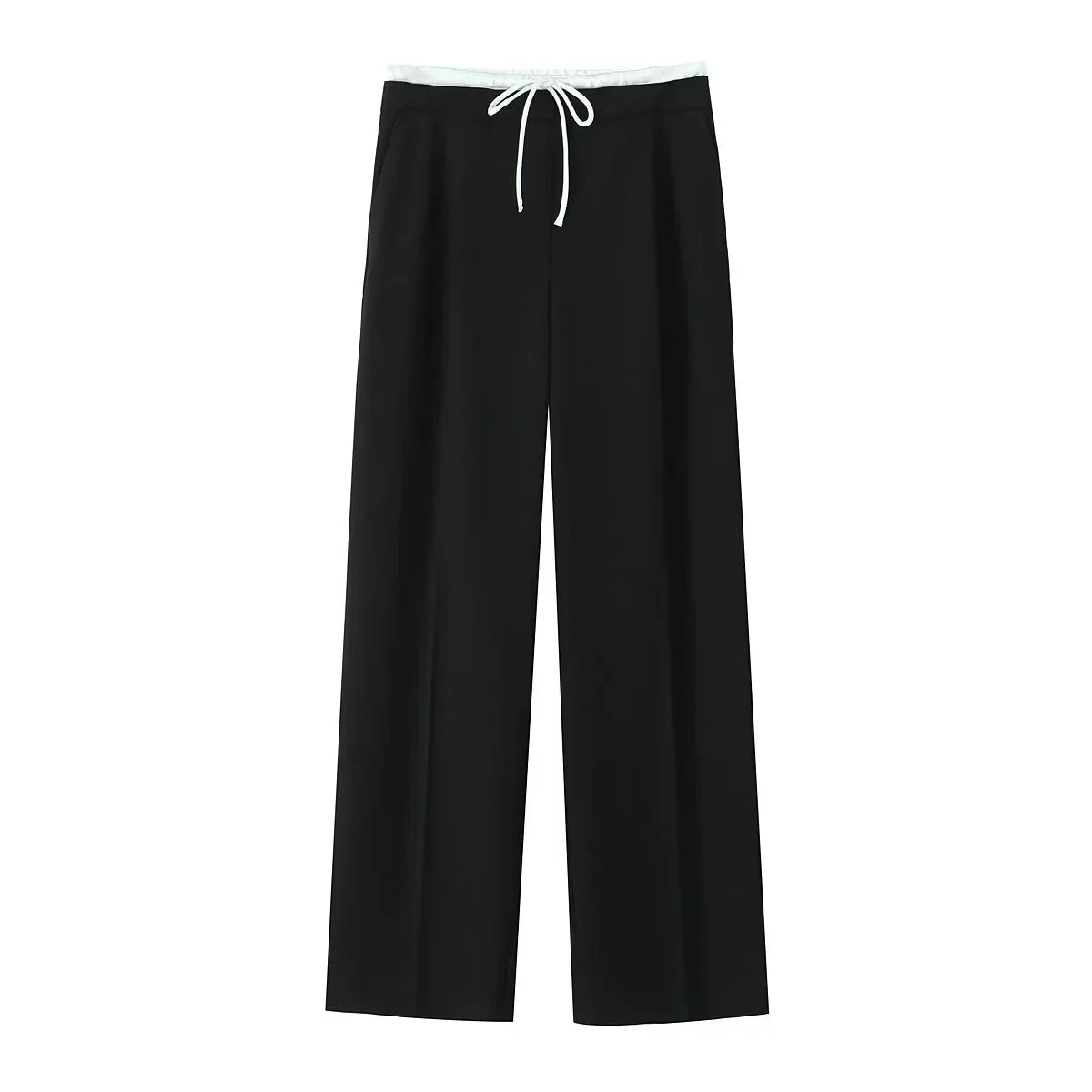 Made from soft, breathable fabric, it features a loose fit that elongates the silhouette, a high waist with drawstring adjustment, and a loose fit for maximum comfort. Ideal for casual looks, work, or leisure.