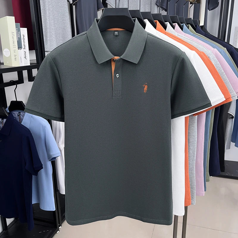 High end brand 100% cotton short sleeve polo shirt men's summer fashion designer new Paul pony embroidery casual golf T-shirt
