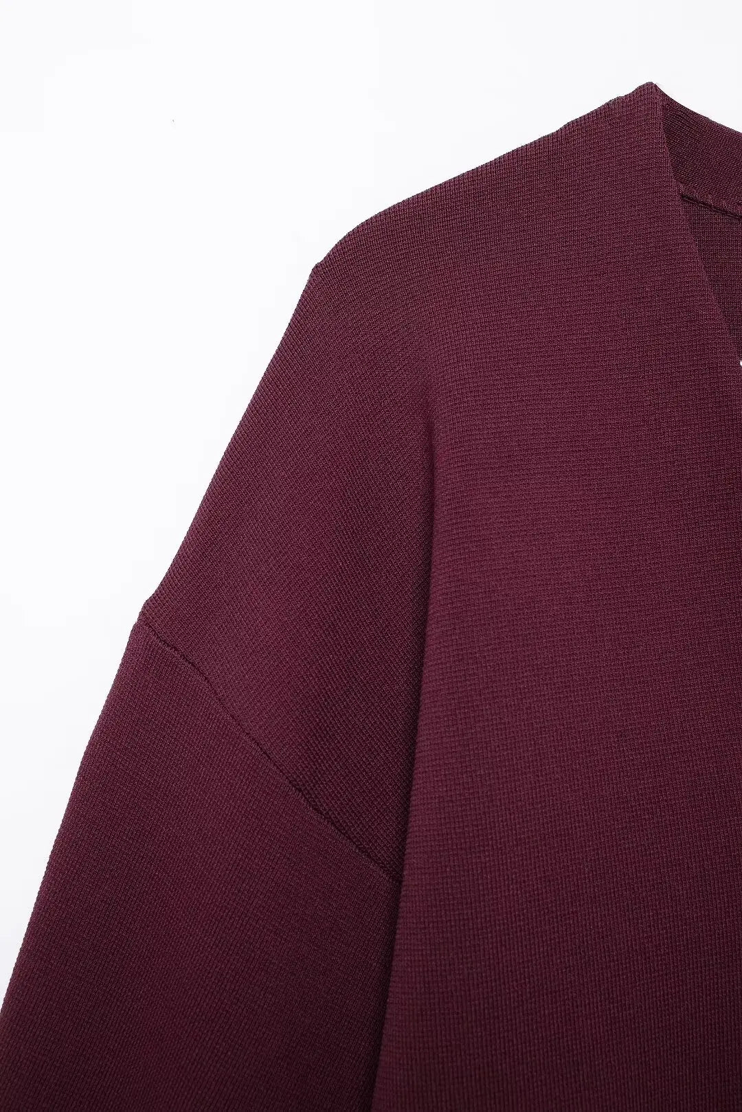 TRAFZA Women Elegant Knitted Coats Fashion Burgundy Red V-neck Slim Cardigan Autumn Office Lady Chic Solid Long Sleeve Outerwear
