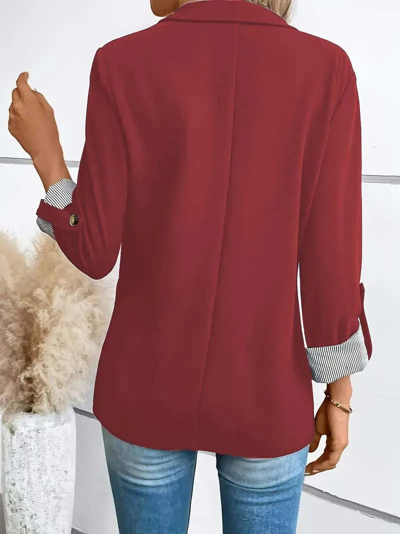 2025 new fashionable casual button up suit slim fit seven quarter rolled sleeve suit jacket for women