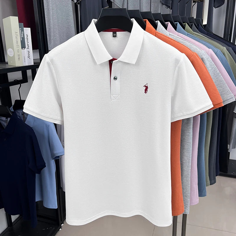 High end brand 100% cotton short sleeve polo shirt men's summer fashion designer new Paul pony embroidery casual golf T-shirt
