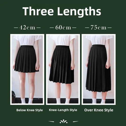 Bla Pleated Skirt Midi f-length Basic Sle College Sle  Color Large Size ort Skirt ential Piece