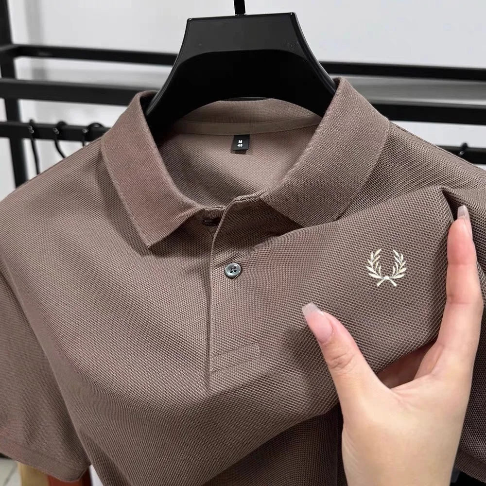 100% pure cotton summer new high-quality men's shortsleeved business casual comfortable polo shirt exquisite embroidery T-shirt