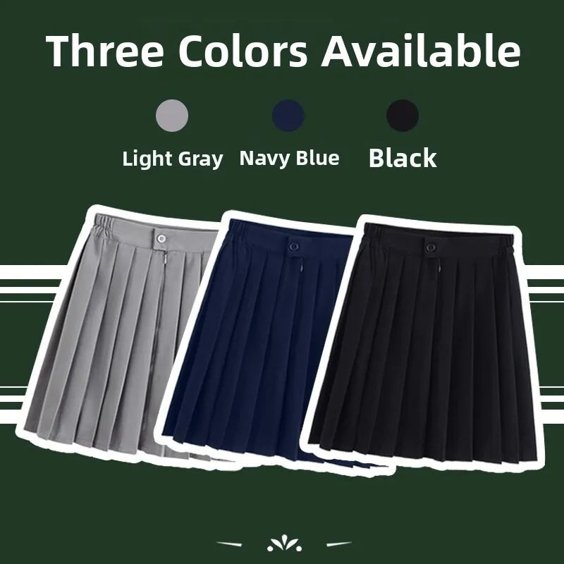 Bla Pleated Skirt Midi f-length Basic Sle College Sle  Color Large Size ort Skirt ential Piece
