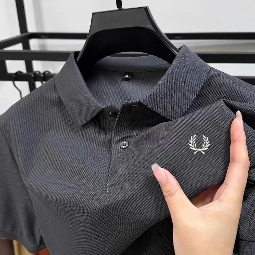 100% pure cotton summer new high-quality men's shortsleeved business casual comfortable polo shirt exquisite embroidery T-shirt