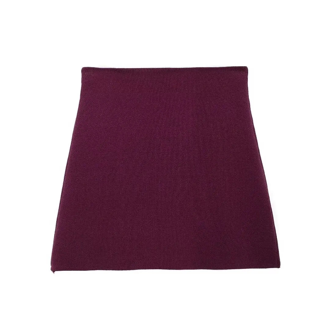 TRAFZA Women Elegant Knitted Coats Fashion Burgundy Red V-neck Slim Cardigan Autumn Office Lady Chic Solid Long Sleeve Outerwear