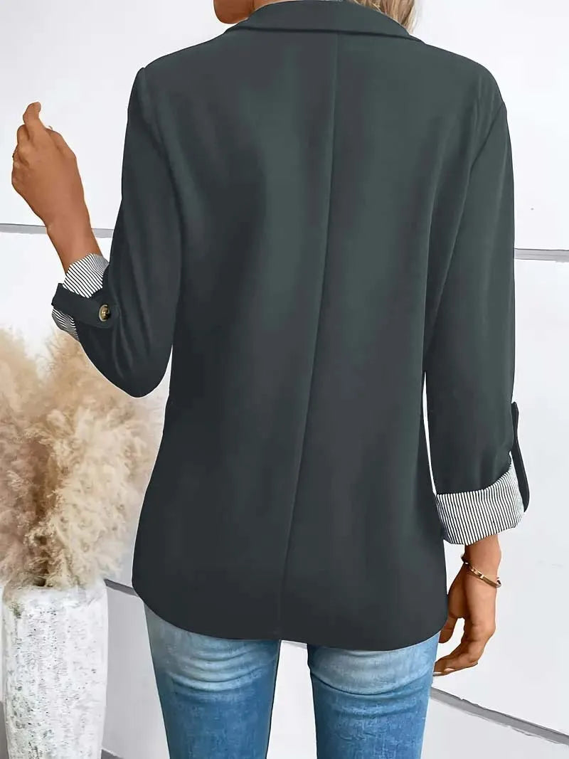 2025 new fashionable casual button up suit slim fit seven quarter rolled sleeve suit jacket for women