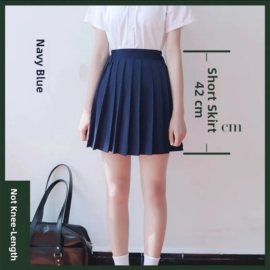 Bla Pleated Skirt Midi f-length Basic Sle College Sle  Color Large Size ort Skirt ential Piece