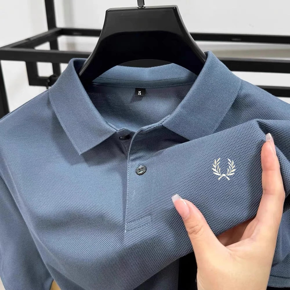 100% pure cotton summer new high-quality men's shortsleeved business casual comfortable polo shirt exquisite embroidery T-shirt