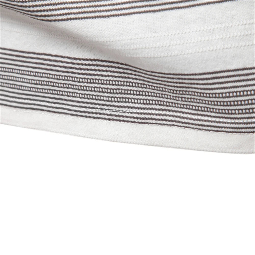 AIOPESON 2025 New Summer Striped V Neck Cotton Polo Shirts for Men Breathable Short Sleeve Casual Knit Shirts Comfort Fit