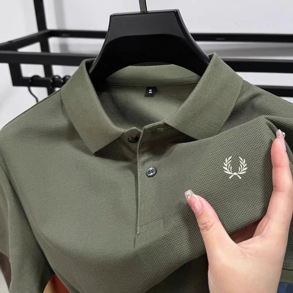 100% pure cotton summer new high-quality men's shortsleeved business casual comfortable polo shirt exquisite embroidery T-shirt