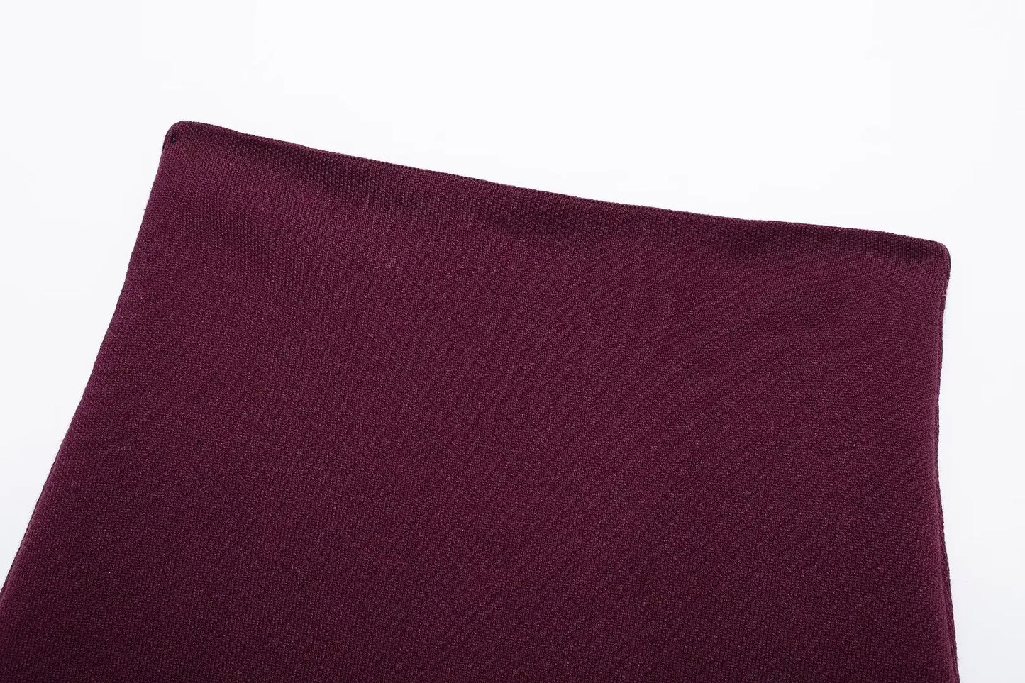 TRAFZA Women Elegant Knitted Coats Fashion Burgundy Red V-neck Slim Cardigan Autumn Office Lady Chic Solid Long Sleeve Outerwear