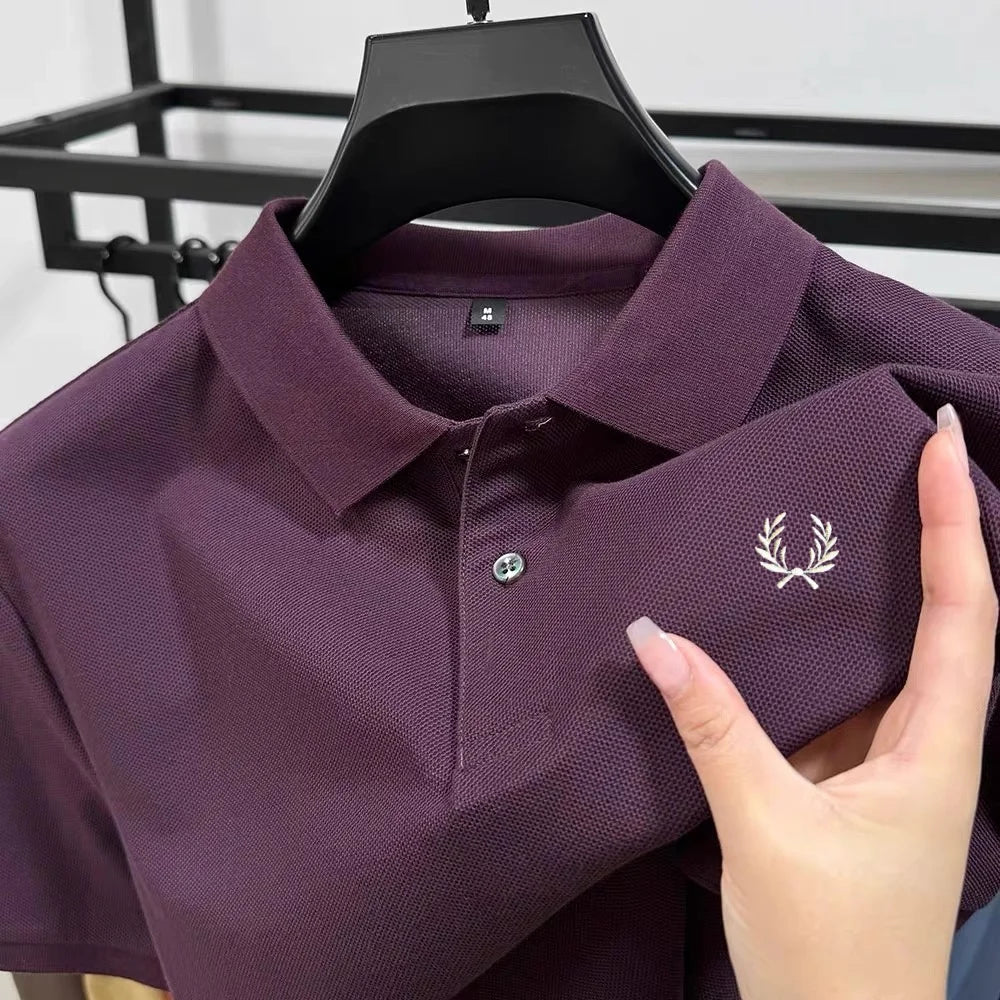 100% pure cotton summer new high-quality men's shortsleeved business casual comfortable polo shirt exquisite embroidery T-shirt