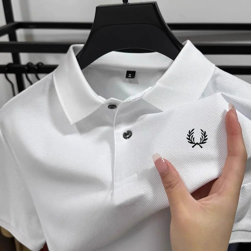 100% pure cotton summer new high-quality men's shortsleeved business casual comfortable polo shirt exquisite embroidery T-shirt