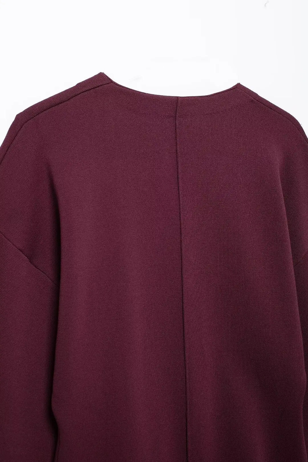 TRAFZA Women Elegant Knitted Coats Fashion Burgundy Red V-neck Slim Cardigan Autumn Office Lady Chic Solid Long Sleeve Outerwear