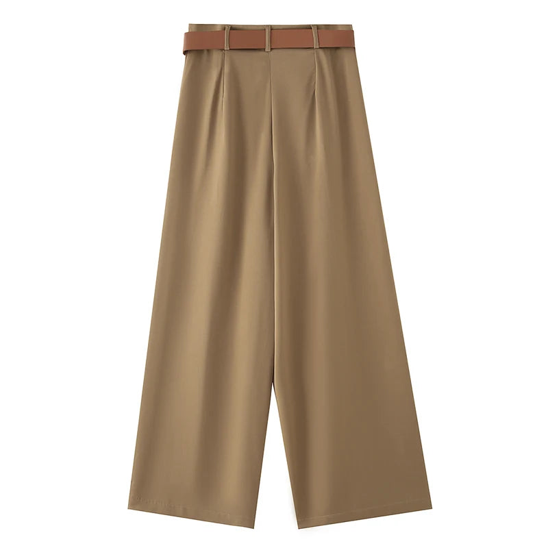 Made from lightweight, breathable fabric, it features a palazzo-style silhouette that elongates the silhouette, a high waistband that accentuates the waist, and an impeccable fit that guarantees sophistication for any occasion.