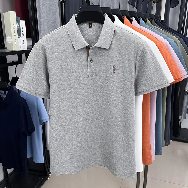High end brand 100% cotton short sleeve polo shirt men's summer fashion designer new Paul pony embroidery casual golf T-shirt