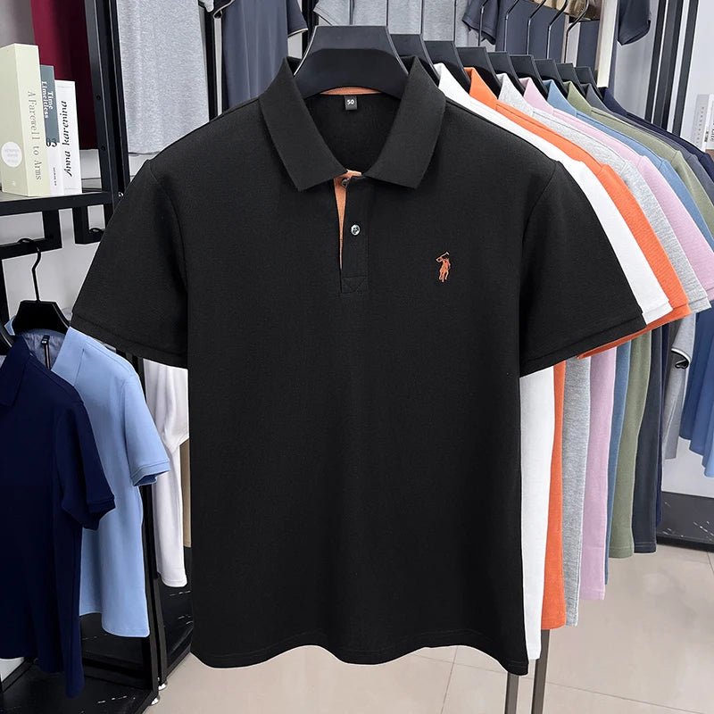 High end brand 100% cotton short sleeve polo shirt men's summer fashion designer new Paul pony embroidery casual golf T-shirt